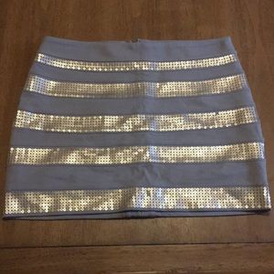 Tan and gold sequin Express skirt